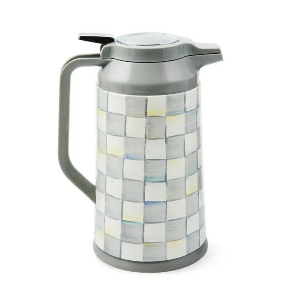 Brand New Mackenzie-Childs Sterling Check Coffee Carafe